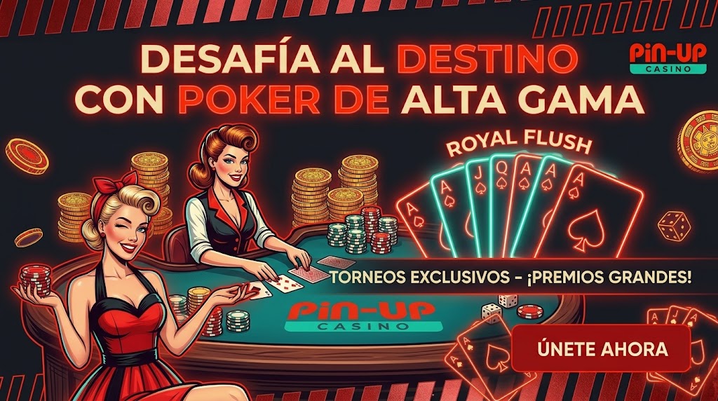 Mesa de póker de alta gama en Pin Up Casino con torneos y premios